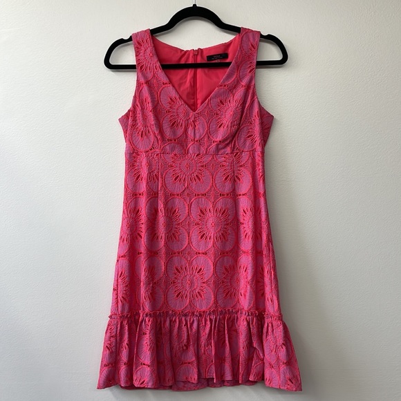 Trina Trina Turk Women's Avebury Crisscross Ruffle Dress Purple Size 12